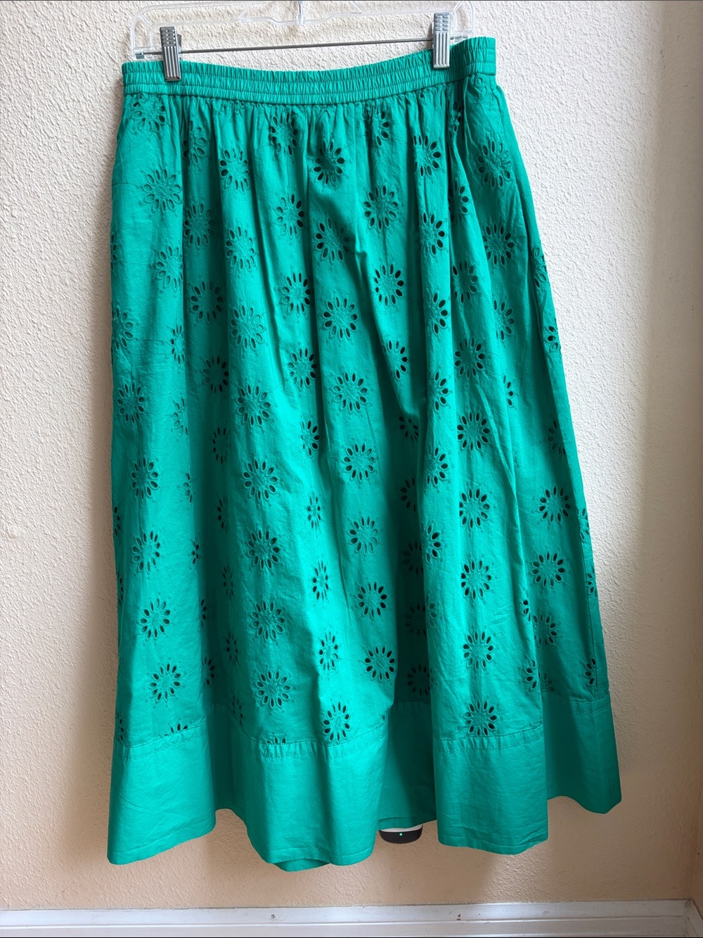 NWT JCREW Factory Green Eyelet Maxi Skirt